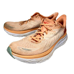 Hoka One One Clifton 8 Womens 9.5 Canteloupe White Running Shoes